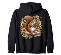 Funny Squirrel Reading Books Cute Graphic Book Lover Zip Hoodie