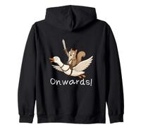 Funny Squirrel Riding Goose With Sword Onwards! Adventure Zip Hoodie
