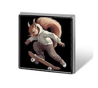 Funny Squirrel Skateboard Skater Button Pins Square Badge Personalized Button Brooch Lapel Pins for Women Men Gifts