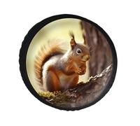 Funny Squirrel Spare Tire Cover PVC Leather Spare Wheel Cover Dustproof Waterproof Jeep Tire Cover for 30inch Camper, RV Trailer, Truck, SUV Fit Diameter 28-34 Inch