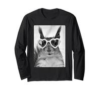 Funny Squirrel with Hearts Sunglasses Forest Animal Meme Long Sleeve T-Shirt