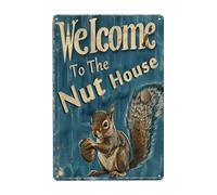 Funny Squirrels Signs Welcome To The Nut House Squirrels Stuff For Indoor Outdoor Decor 12x8 Inches (Navy)