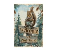 Funny Squirrels Signs Welcome To The Nut House Squirrels Stuff For Indoor Outdoor Decor 12x8 Inches (Green)