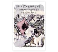 Funny St Bernard Dog Christmas Card, Large Size 5.8" x 8.3".