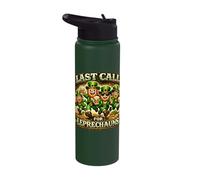 Funny St Patricks Day Bartender Last Call for Leprechauns Stainless Steel Insulated Water Bottle