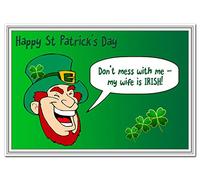 Funny St Patricks Day Cards - Special Happy St. Patrick's Patriotic Greeting - 17th March - Luxury Size - Irish Ireland theme - Unusual Design - Blank inside to write own message
