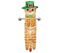 Funny St Patricks Day Cat Hand Towels for Bathroom Kitchen - Cute Green Shamrock Decorative Cat Decor Hanging Towels Super Absorbent Soft - Housewarming Birthday Gift for Women Cat Lovers - Orange