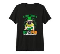 Funny St. Patrick's Day Dog Pug Irish Pub Lucky Premium T-Shirt