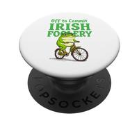 Funny St Patricks Day Frog riding a Bike Irish Slang Meme PopSockets Adhesive PopGrip