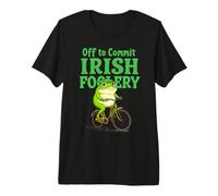 Funny St Patricks Day Frog Riding a Bike Irish Slang Meme Premium T-Shirt