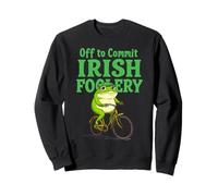 Funny St Patricks Day Frog riding a Bike Irish Slang Meme Sweatshirt