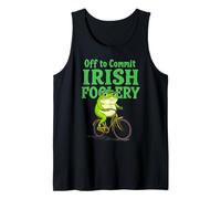 Funny St Patricks Day Frog Riding a Bike Irish Slang Meme Tank Top