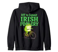 Funny St Patricks Day Frog riding a Bike Irish Slang Meme Zip Hoodie