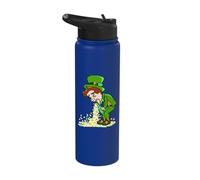 Funny St Patricks Day Leprechaun Shamrock Pattys Day Party Stainless Steel Insulated Water Bottle
