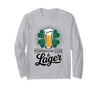 Funny St Patricks Day Powered by Luck & Lager Drinking Humor Long Sleeve T-Shirt