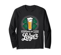 Funny St Patricks Day Powered by Luck & Lager Drinking Humor Long Sleeve T-Shirt