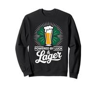 Funny St Patricks Day Powered by Luck & Lager Drinking Humor Sweatshirt