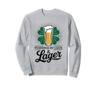 Funny St Patricks Day Powered by Luck & Lager Drinking Humor Sweatshirt