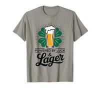 Funny St Patricks Day Powered by Luck & Lager Drinking Humor T-Shirt