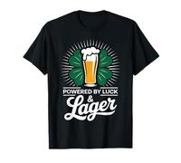 Funny St Patricks Day Powered by Luck & Lager Drinking Humor T-Shirt