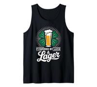Funny St Patricks Day Powered by Luck & Lager Drinking Humor Tank Top