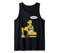 Funny Stacked Digger Bulldozer Excavator Vroom Kids Tank Top