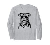 Funny Staffordshire Bull Terrier Dog with Sunglasses Staffie Long Sleeve T-Shirt