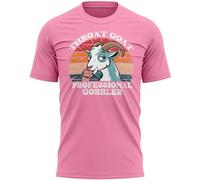 Funny Stag Do T Shirt Throat Goat Professional Gobbler Embarrassing Tee for Groom to Be Men Bachelor Party Night Joke Gift, L, Light Pink