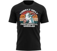 Funny Stag Do T Shirt Throat Goat Professional Gobbler Embarrassing Tee for Groom to Be Men Bachelor Party Night Joke Gift, L, Black