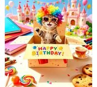 Funny Standing Cat Pop-Up Birthday Card Gift Box - Humorous Greeting Card with Writing Space, Best Birthday Gift for Family & Friends