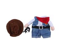 Funny Standing Up Bull Cowboy Costume Outfit for Dogs and Cats Western Pet Apparel Change Garment (Blue, S)