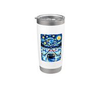 Funny Starry Night Van Gogh Art Ice Hockey Sticks Puck Stainless Steel Insulated Tumbler
