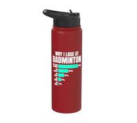 Funny Statistic Humour Excuses Why I Lose At Badminton Stainless Steel Insulated Water Bottle