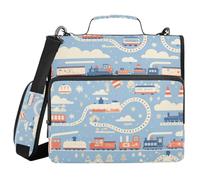Funny Steam Train 1.5 Inch 3 Ring Zipper Binder With Shoulder Strap Laege Capacity Portfolio Binder For School/Office
