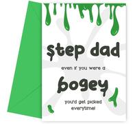 Funny Step Dad Birthday Card for Him - Bogey Picked - Kids Humour Witty Comedy and Fun Cards, Step Dad Birthday Card, Green