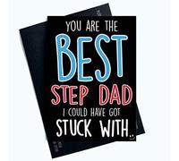 Funny Step Dad Birthday Stepdad Cards Funny Greeting Cards for Him Best Step Dad I Could Have Got Stuck with Husband Fiancé Fiancée LGBTQ LGBT Gifts Comedy PC771