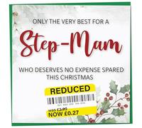Funny Step-Mam Xmas Card - Holly & Ivy Design, Merry Christmas, Humorous Gift Idea, 148mm
