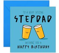 Funny Stepdad Birthday Card for Him - Beer Birthday Card for 40th 50th 60th 70th - Cheers To You Birthday Card for Step-dad - Humour Step dad Birthday Gift - Birthday Cards for Him - Blank Inside