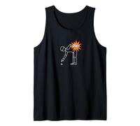 Funny Stick Figure Bending Down Lower Back Pain Humor Tank Top