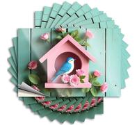 Funny Sticker A Blue Bird is Sitting in A Pink Birdhouse Surrounded by Roses. Stickers 10Pcs Garage Signs for Men Funny Adult Humor Stickers(8X12CM)