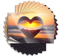 Funny Sticker A Heart-Shaped Glass Vase Filled with Colorful Pebbles, Placed On A Beach During Sunset Sticker 10Pcs Stickers for Car Funny Sticker(12X18CM)