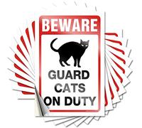 Funny Sticker Beware! Guard Cats On Duty Funny Sticker 10 Pcs Prank Stickers Tool Box Stickers (Size : 8X12CM)