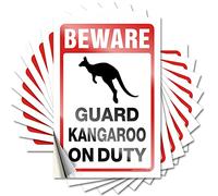 Funny Sticker Beware! Guard Kangaroo On Duty Funny Sticker 10 Pcs Car Stickers Decal Stickers for Cars(12X18CM)