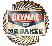 Funny Sticker Beware of Mr Baker Funny Sticker 10 Pcs Girl Stickers Funny Sogns(6X9CM)