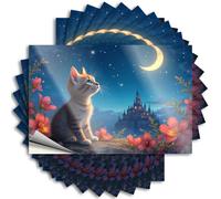 Funny Sticker Cat Dreams Under The Moonlit Sky Stickers 10Pcs Car Accessories Prank Stickers(8X12CM)