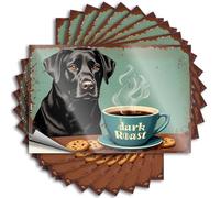 Funny Sticker Country Room Decor Durable Vinyl - Black Lab Enjoying Dark Roast Coffee with Chocolate Chip Cookies Door for Motorcross Use(6X9CM)