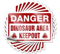 Funny Sticker Danger Dinosaur Area Keep Out Funny Sticker 10 Pcs Car Stickers Decal Stickers for Cars(8X12CM)