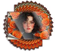 Funny Sticker Floral Framed Portrait with Curly Hair and Glasses Stickers 10Pcs Tool Decal Girl Car Stickers(12X18CM)