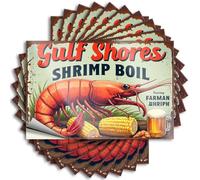 Funny Sticker Gulf Shores Shrimp Boil. Stickers 10Pcs Garage Signs for Men Funny Adult Humor Stickers(6X9CM)