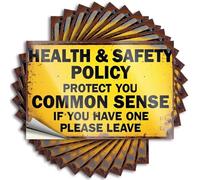 Funny Sticker Health & Safety Policy: Protect Your Common Sense Stickers 10Pcs Decor for Man Cave Prank Stickers for Adults(8X12CM)